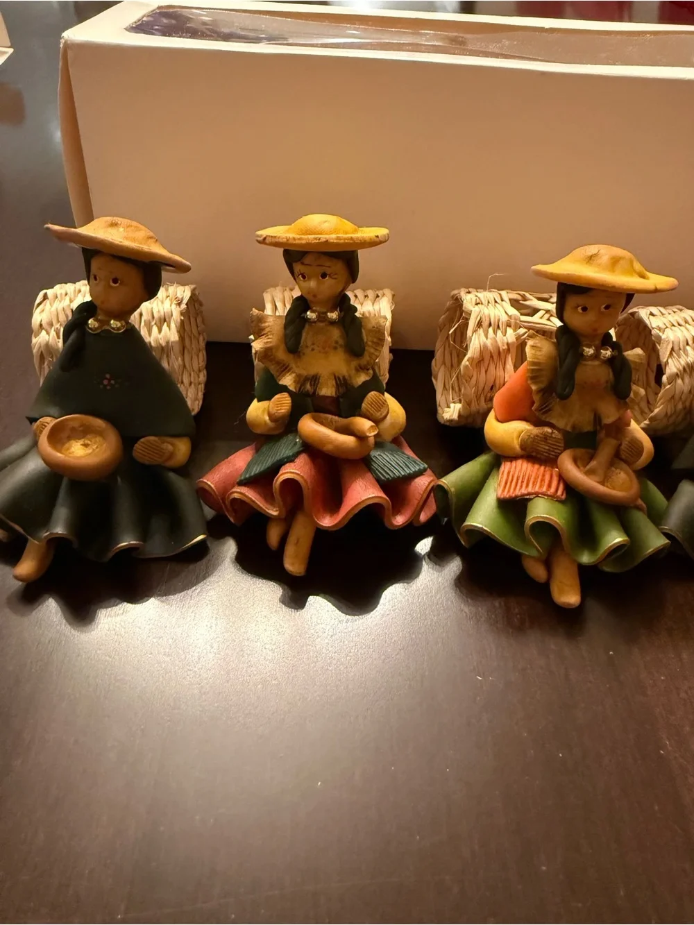 Folk Art Napkin Rings From Ecuador Handcrafted Polymer Clay And Wicker Set Of 6